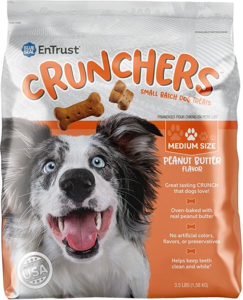 Blue Seal EnTrust Crunchers Peanut Butter Crunchy Dog Treats， Medium， 3.5-lb bag