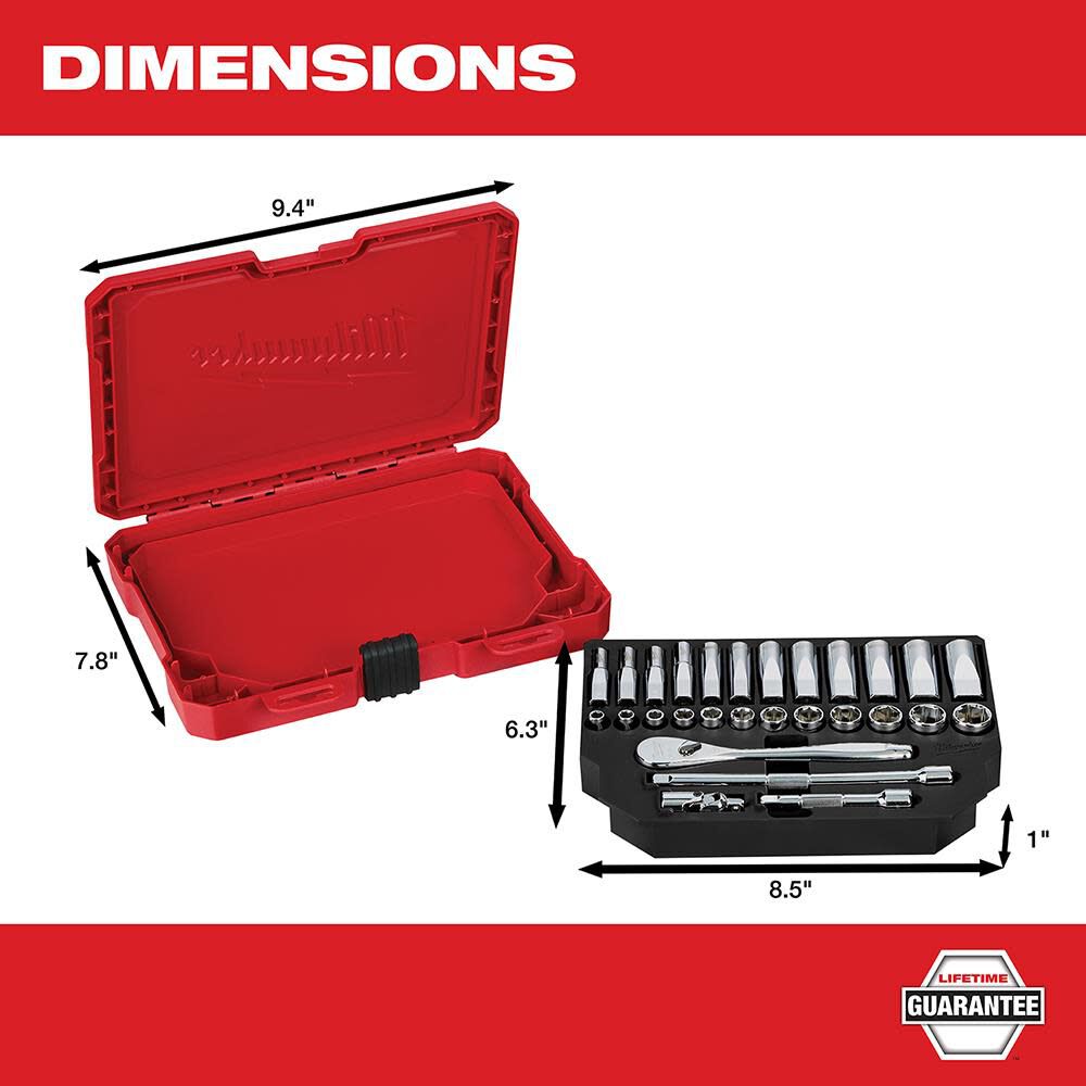 MW 1/4 in. Drive 28 pc. Ratchet and Socket Set - Metric 48-22-9504 from MW