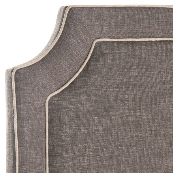 Safavieh Dane Charcoal Grey/ Light Grey Piping Linen Upholstered Headboard (Full) - - 8343914