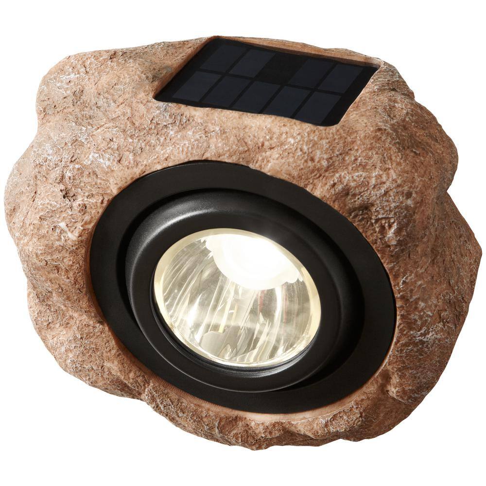 Hampton Bay 1-Light Solar Outdoor Integrated LED 3000K 30-Lumens Rock Spot Light NXT-3547