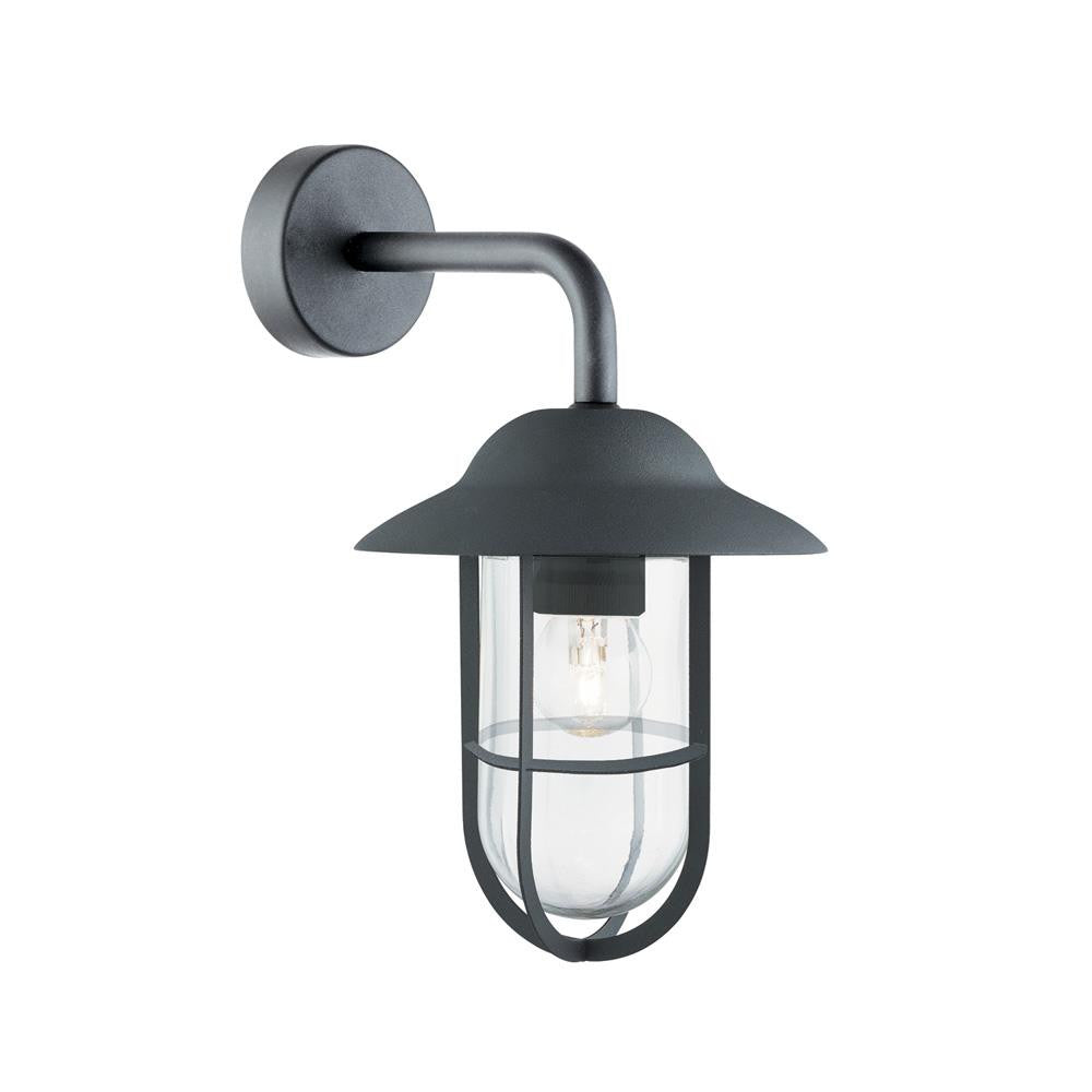 Searchlight 3291BK Well Glass Matt Black Outdoor 1 Lamp Vintage Down Lantern Wall Light