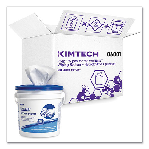 Kimberly-Clark Kimtechandtrade; Wipers for WETTASK System | Bleach， Disinfectants and Sanitizers， 6 x 12， 570