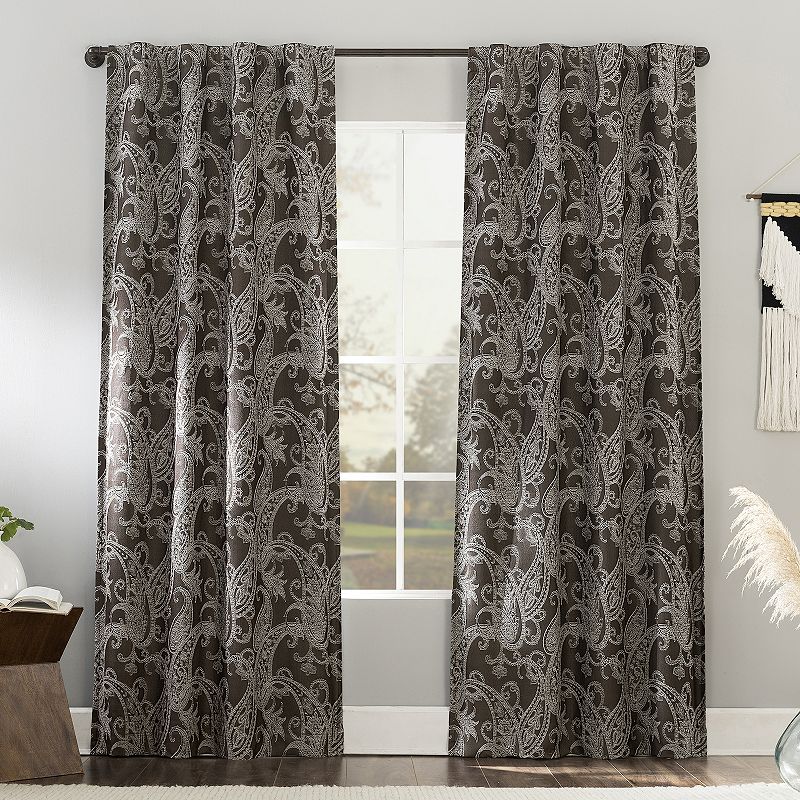 Sun Zero Pedra Paisley Embroidery 100% Blackout Single Curtain Panel