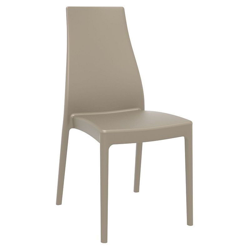 37 Taupe Outdoor Patio Solid High Back Dining Chair