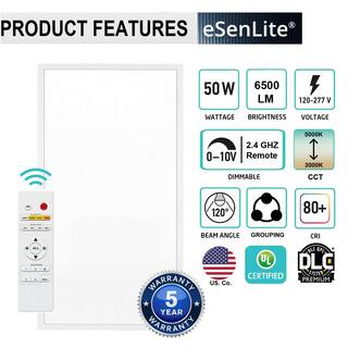 eSenLite 2 ft. x 4 ft. Integrated LED Panel Light Troffer Backlit 6500LM 630W Equivalent White Dim CCT Color Changeable (20-PC) EEBPTL2450W-RC20