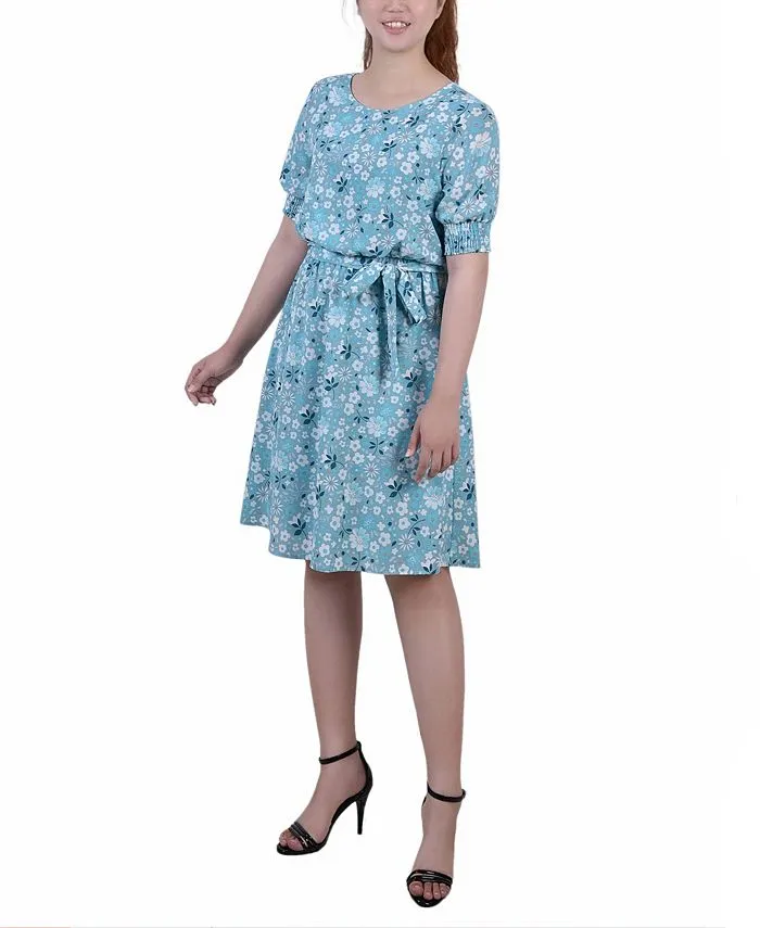 Petite Size Short Sleeve Pebble Crepe Dress