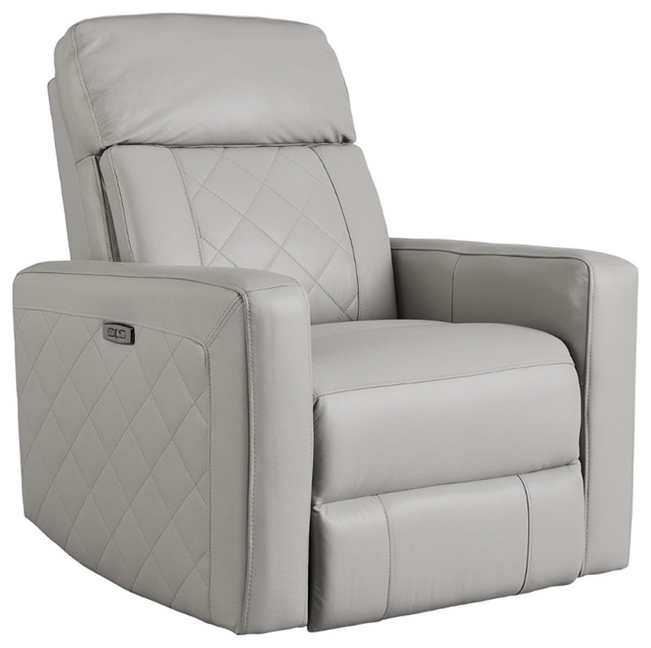 Westwood Design Soho Wood Leather Power USB Glider Recliner in Cloud Gray   Contemporary   Recliner Chairs   by Homesquare  Houzz