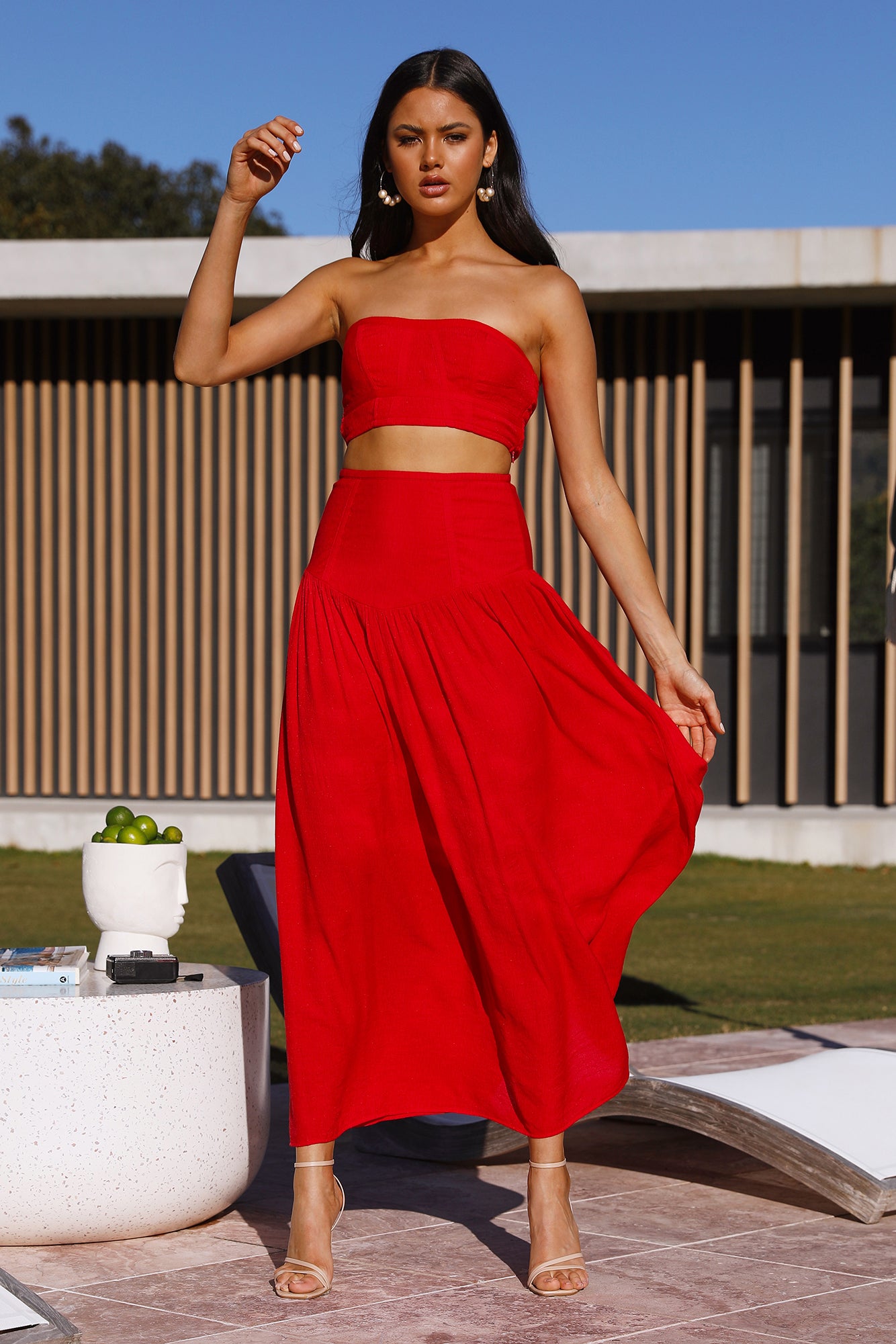 Call Me Away Maxi Skirt Red