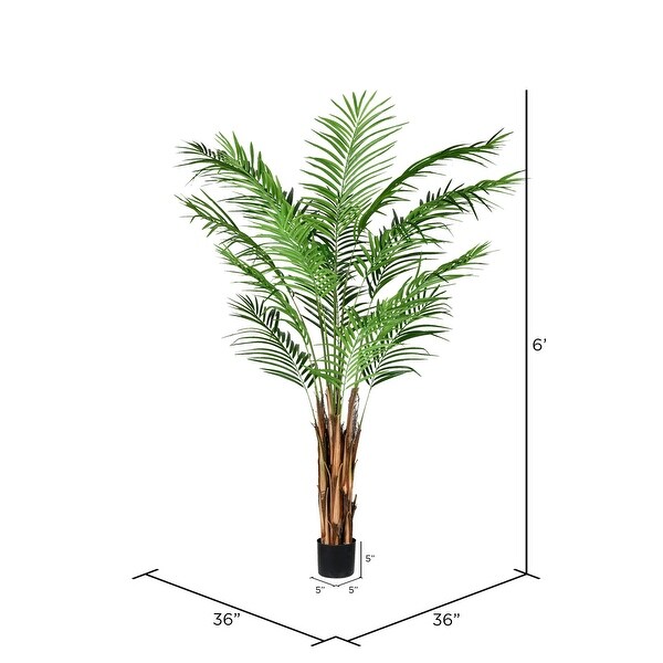 Vickerman 6' Artificial Potted Giant Areca Palm Tree.