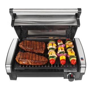 Hamilton Beach Searing Grill 118 in. Stainless Steel Indoor Grill with Non-Stick Plates 25360