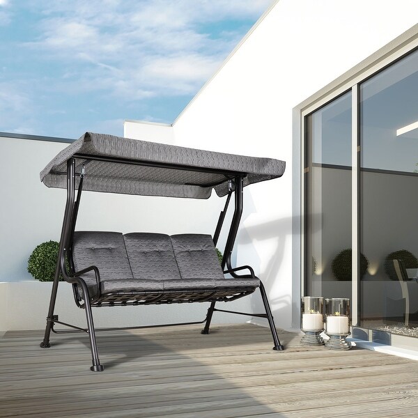 3Seat Patio Outdoor Swing Chair Glider with Adjustable Canopy