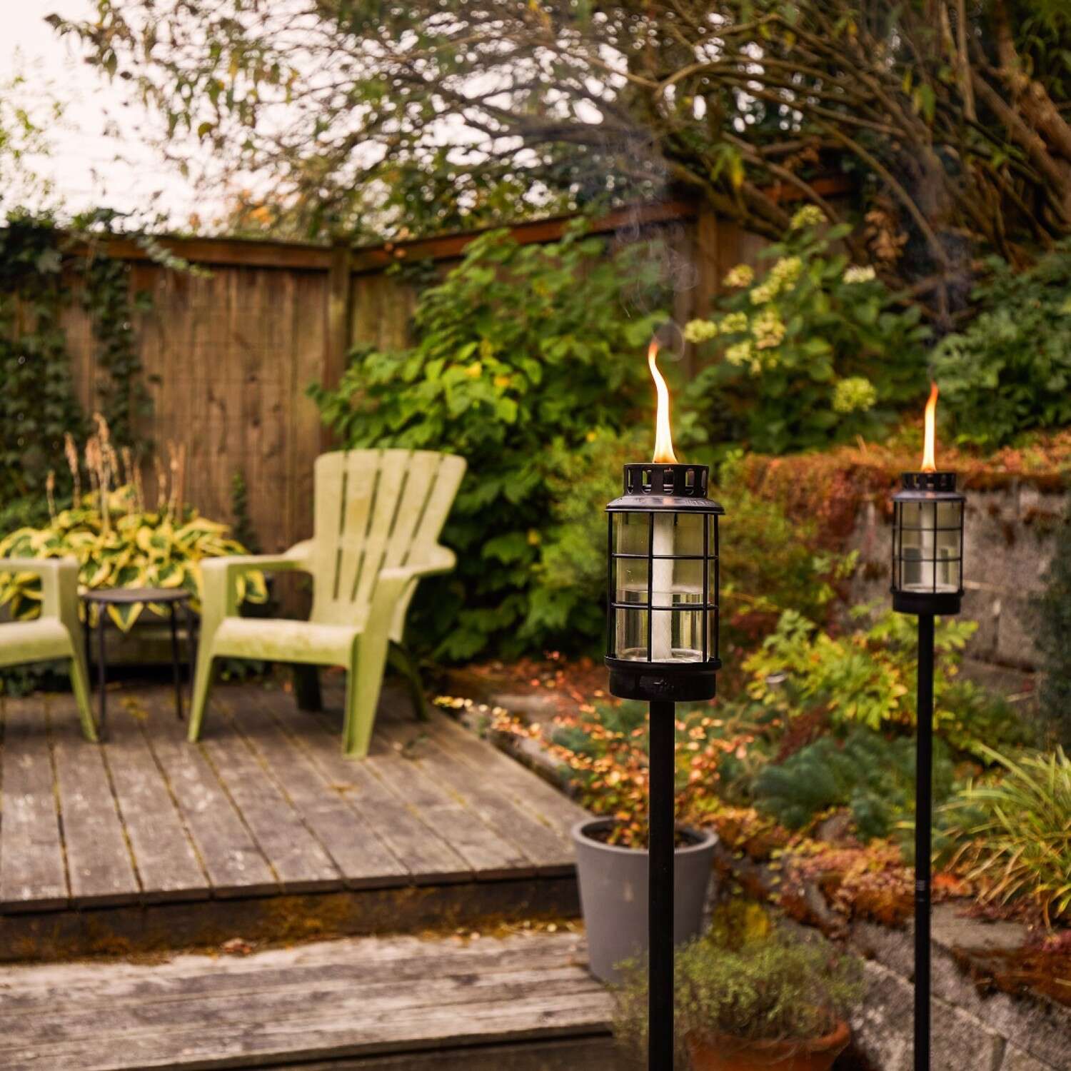 TIKI Convertible Black Metal 65 in. Lantern Outdoor Torch 1 pk