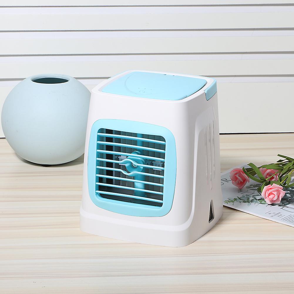 Portable Mini Multi Function Usb Led Air Cooler Humidifier Cooling Fan For Home Bedroom Office(blue )