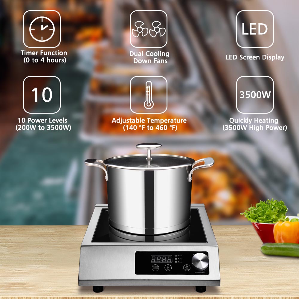 Yescom 3500W Commercial Induction Cooktop Electric Cooker Burner