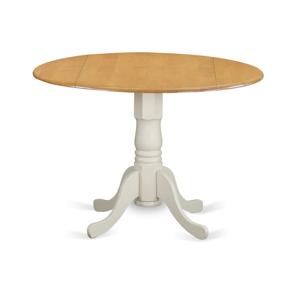 East West Furniture Dublin Dining Room Table   a Round kitchen Table Top with Dropleaf   Pedestal Base  Finish Options)