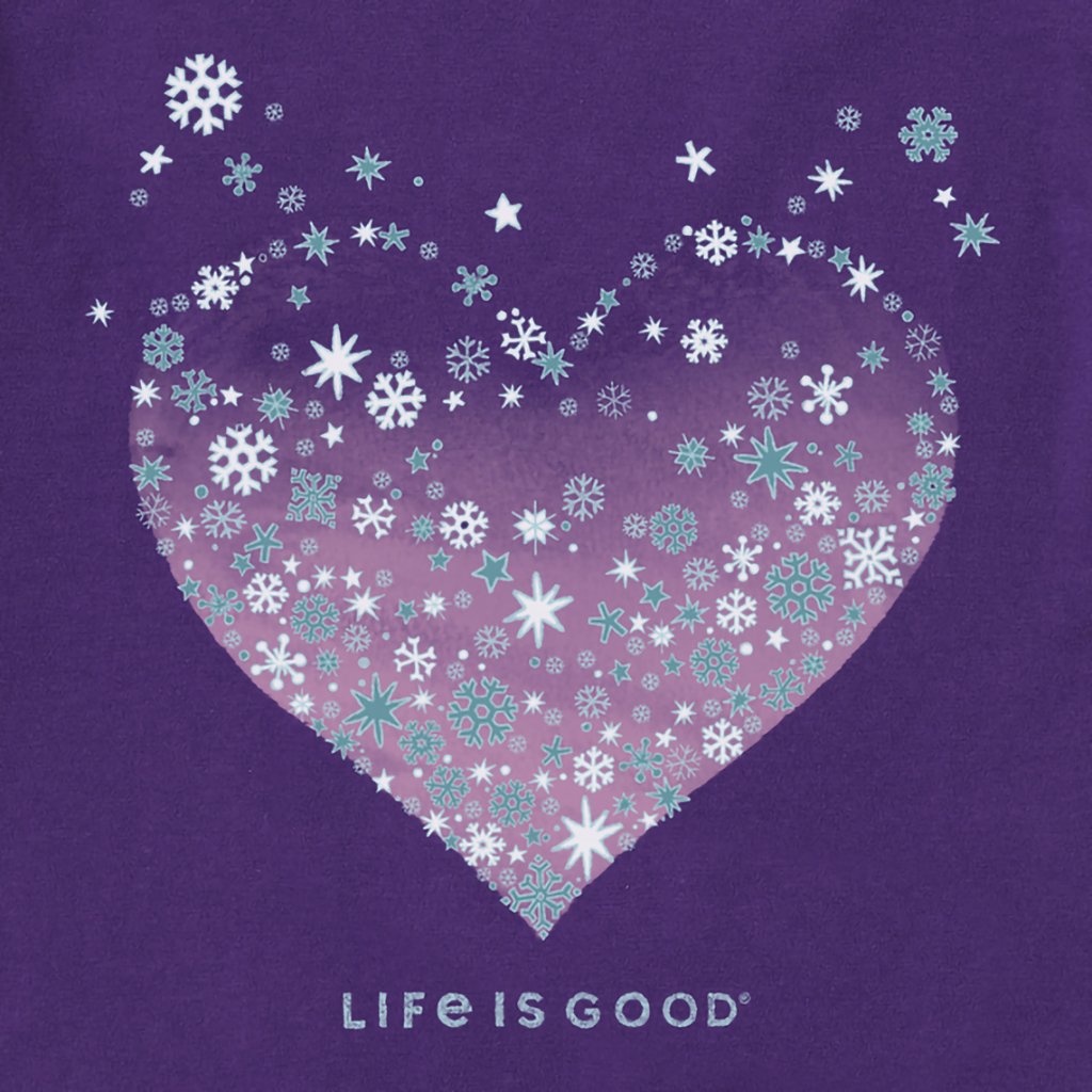 Life Is Good  Women's Heart of Snow Long Sleeve Crusher Vee