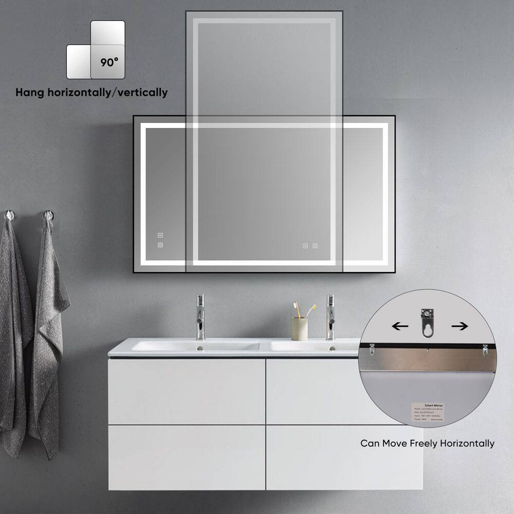 ELLOALLO 28 in. W x 36 in. H Rectangular Aluminum Framed LED Light with 3-Color and Anti-Fog Wall Mount Bathroom Vanity Mirror EVM-S-LB-28