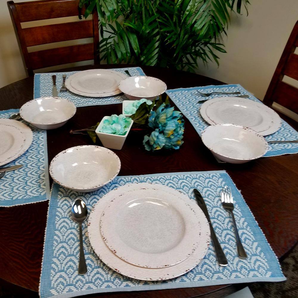 Studio California Mauna 12-Piece Casual White Melamine Outdoor Dinnerware Set (Service for 4) 985100475M