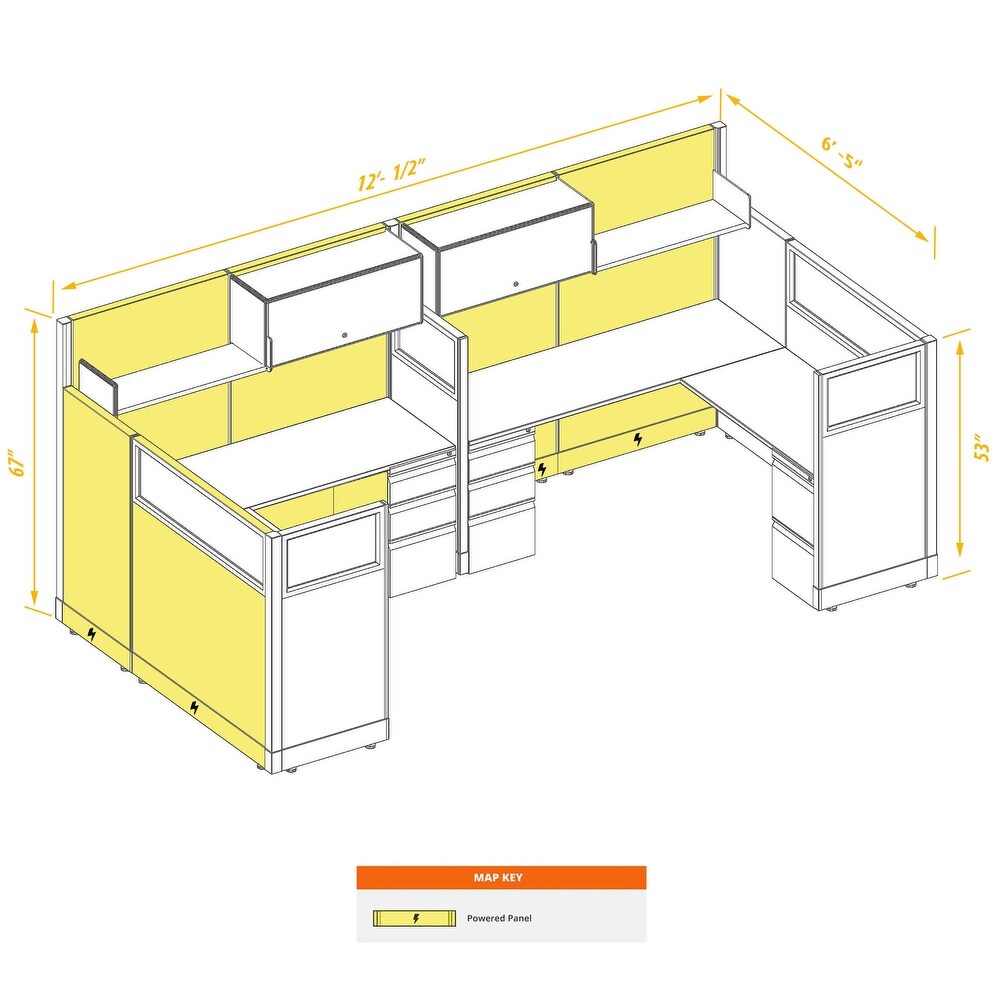 Modular Office Workstations 53 67H 2pack Bullpen Powered Cubicles