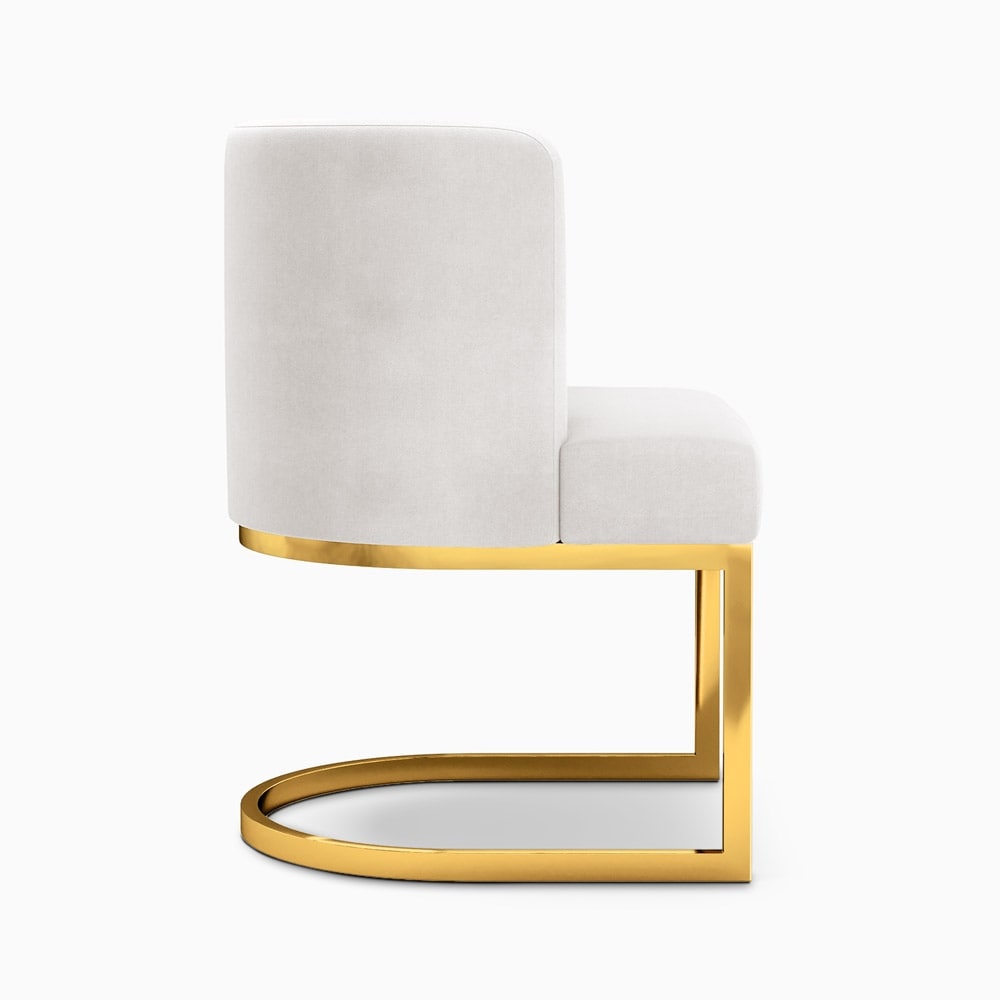 Moasis Velvet Upholstered Dining Chair with C shaped Gold Metal Legs (Set of 2)