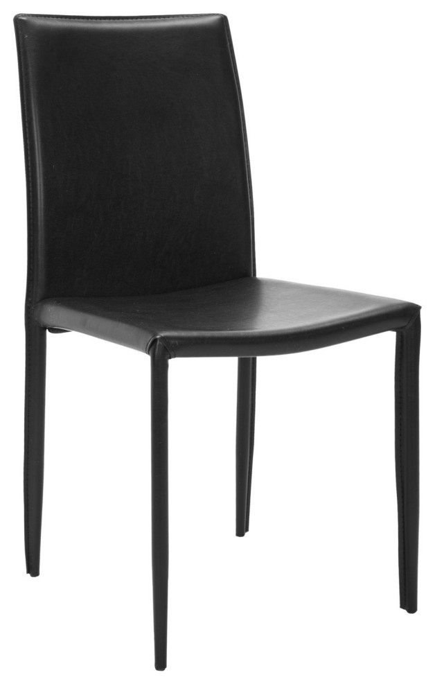 Set of 2 Transitional Dining Chair  Metal Frame With Faux Leather Cover  Black   Transitional   Dining Chairs   by Decor Love  Houzz