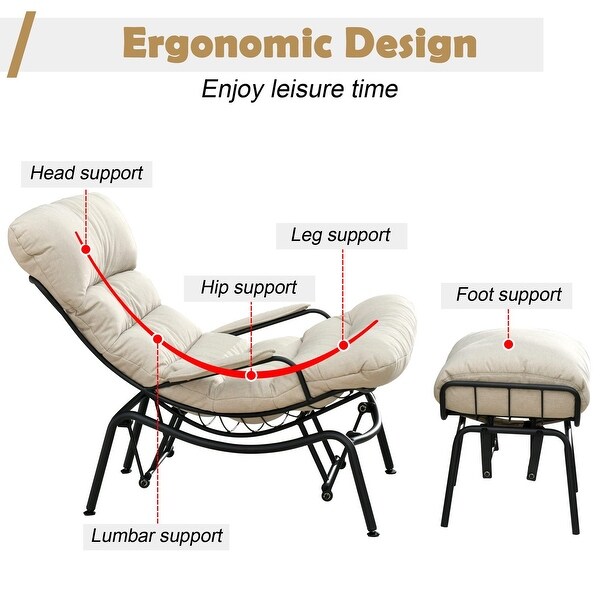 XIZZI 2Piece Outdoor Rocking Chair Recliner with Ottoman