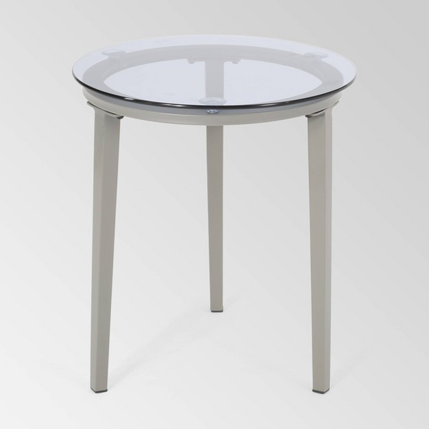 Pebble Iron Modern Side Table Gray Christopher Knight Home