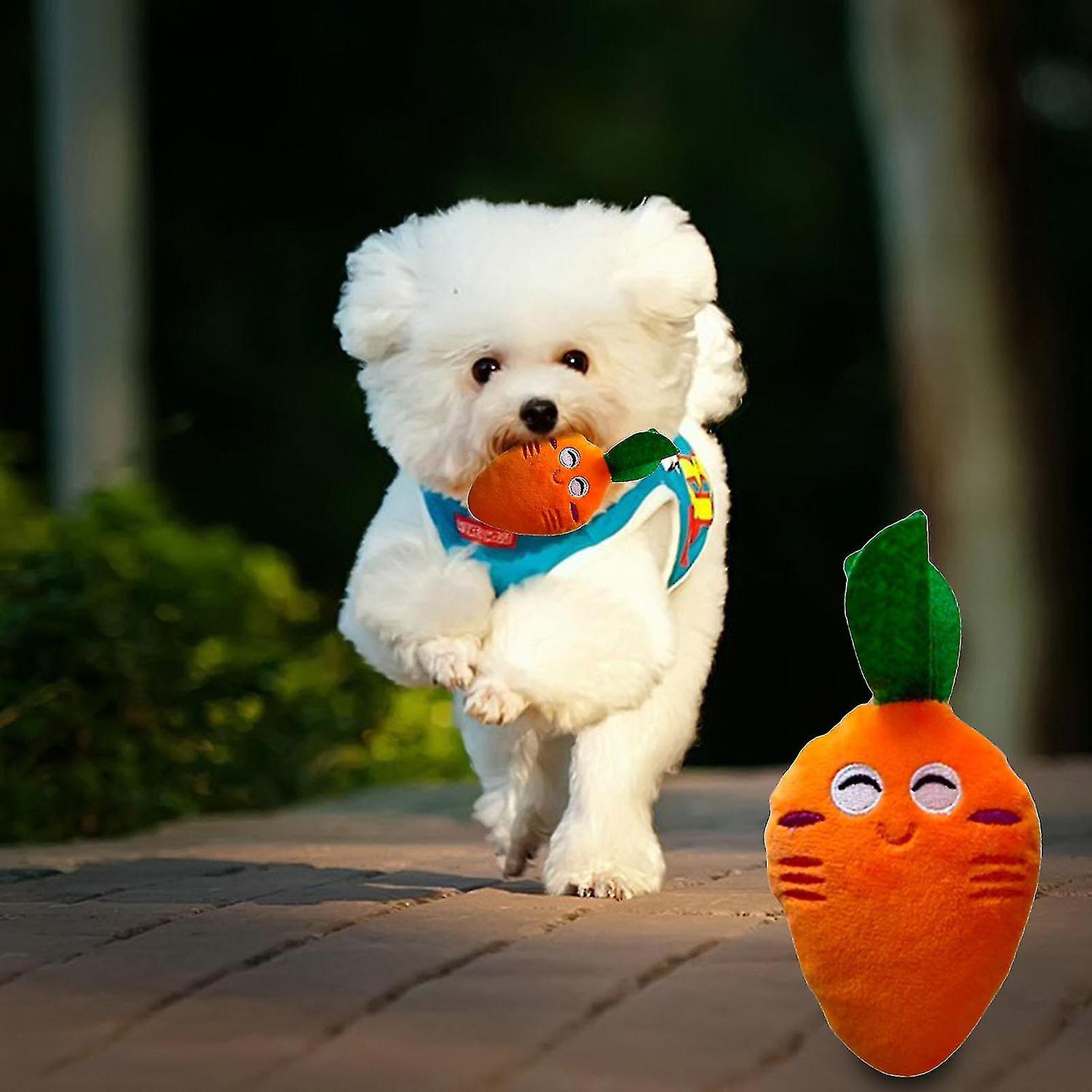 Dog Squeak Toys Cute Plush Chew Toy For Puppy Teething Stuffed Carrot Shape