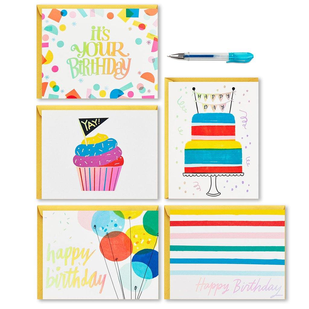 Hallmark  Colorful Assorted Birthday Cards With Pouch and Pen, Pack of 10