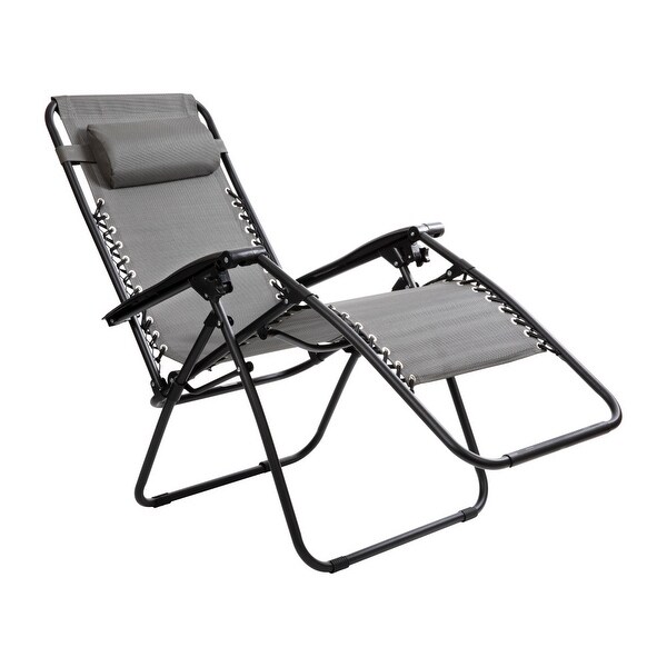 2 Pack Adjustable Mesh Zero Gravity Lounge Chair with Cup Holder Tray