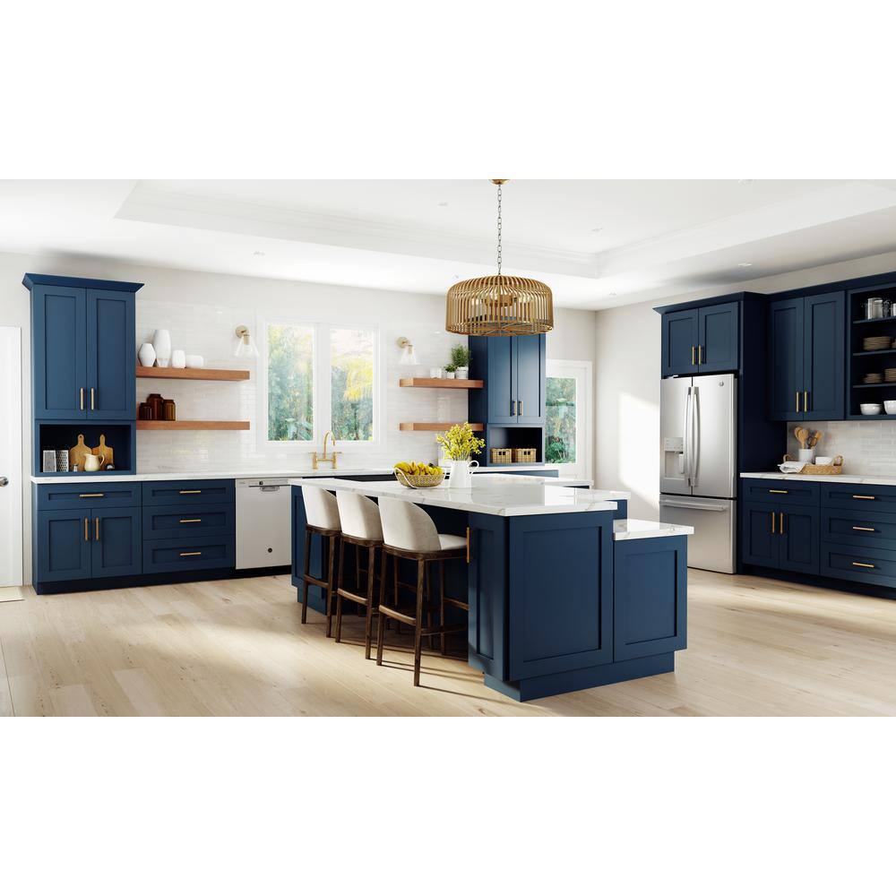 Home Decorators Collection Newport Blue Painted Plywood Shaker Stock Assembled Wall Kitchen Cabinet Soft Close 30 in. x 30 in. x 12 in. W3030-NMB