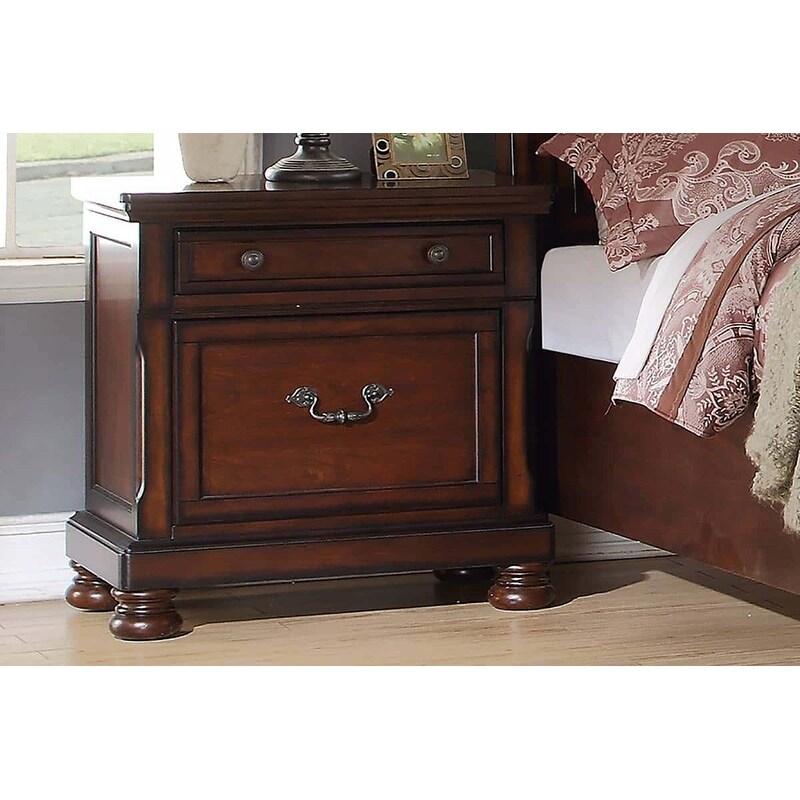 Cherry 1pc Nightstand Storage Space Bedside Table Bedroom Furniture - - 36497785