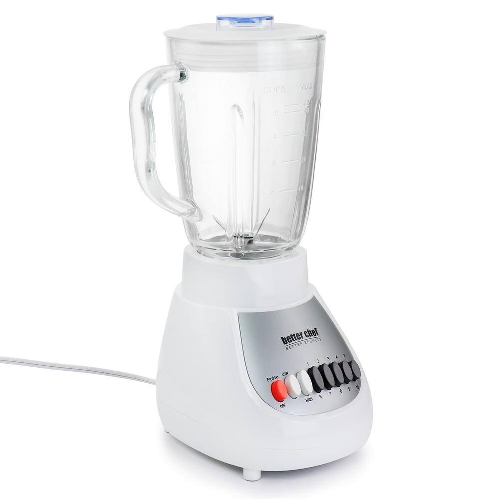 Better Chef 42 oz. 10-Speed WhiteSilver Blender with Glass Jar 985116849M