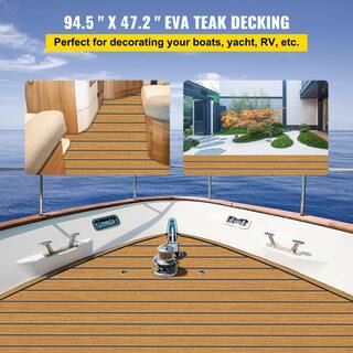 VEVOR 94.5 in. x 47 in. EVA Foam Faux Teak Non-Slippery Self-Adhesion Decking Sheet for Boat Yacht Marine Flooring 240X120X6EVAZZDB1V0