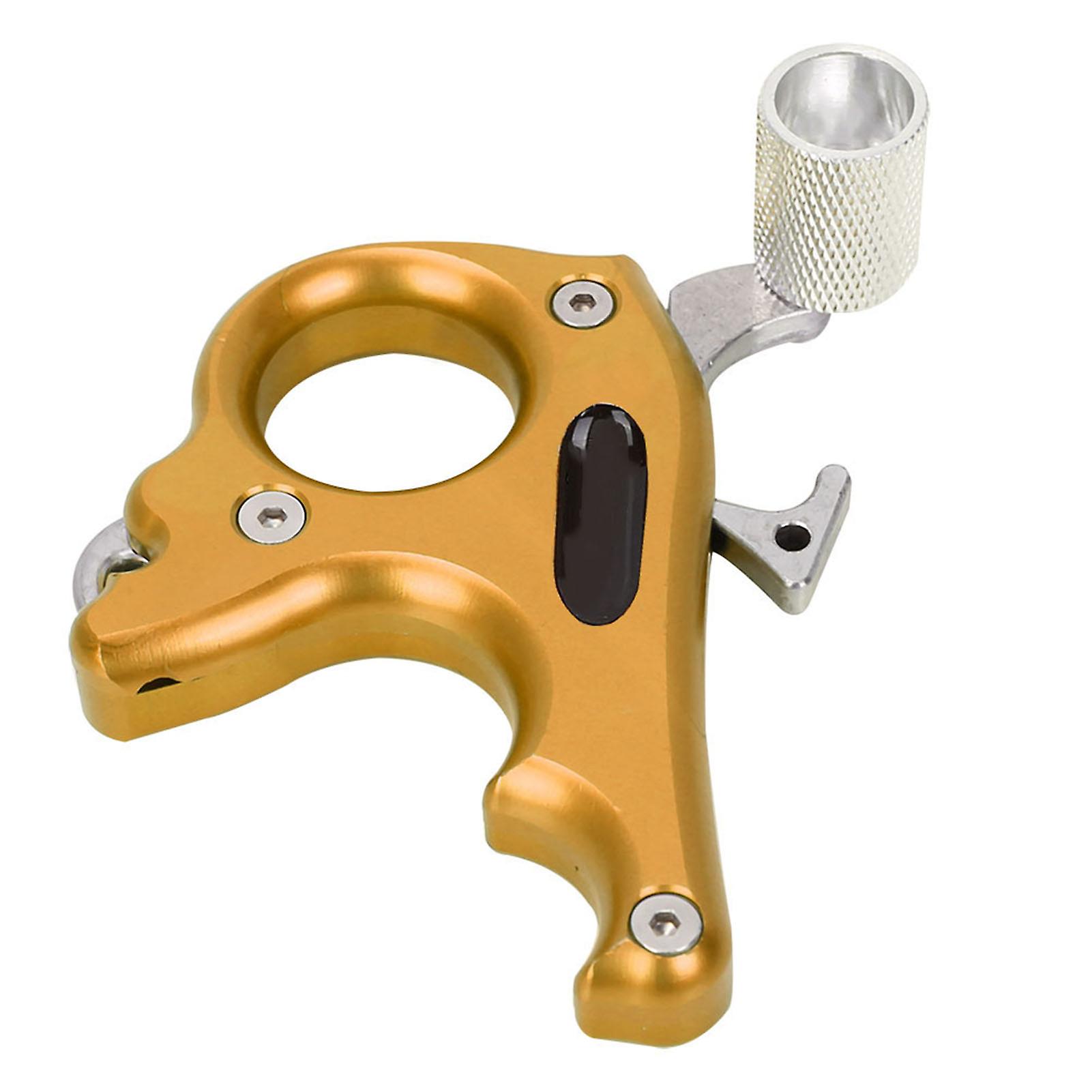 Archery Release Aids 3 Finger Grip Thumb Caliper Trigger For Compound Bow Accessory (gold)