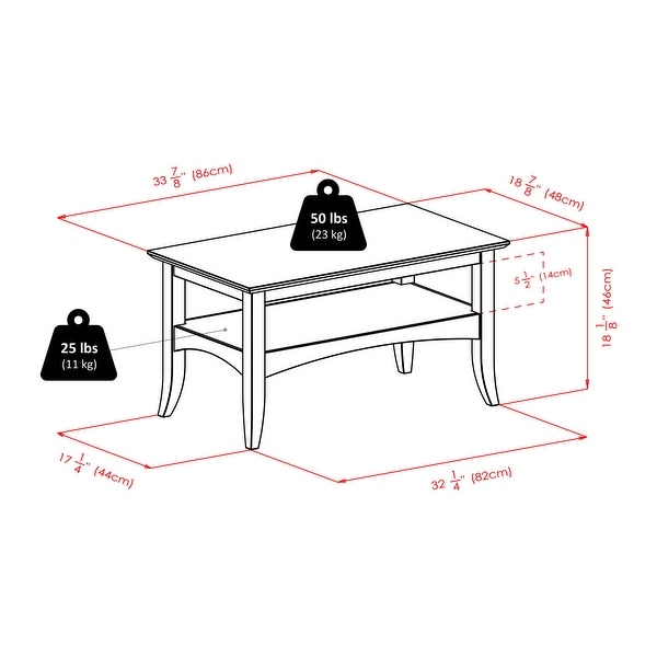 Coffee Table， Living Room End Table with Lower Shelf