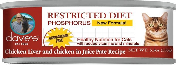 Dave's Pet Food Restricted Diet Phosphorus Chicken Liver and Chicken in Juice Pate Canned Cat Food