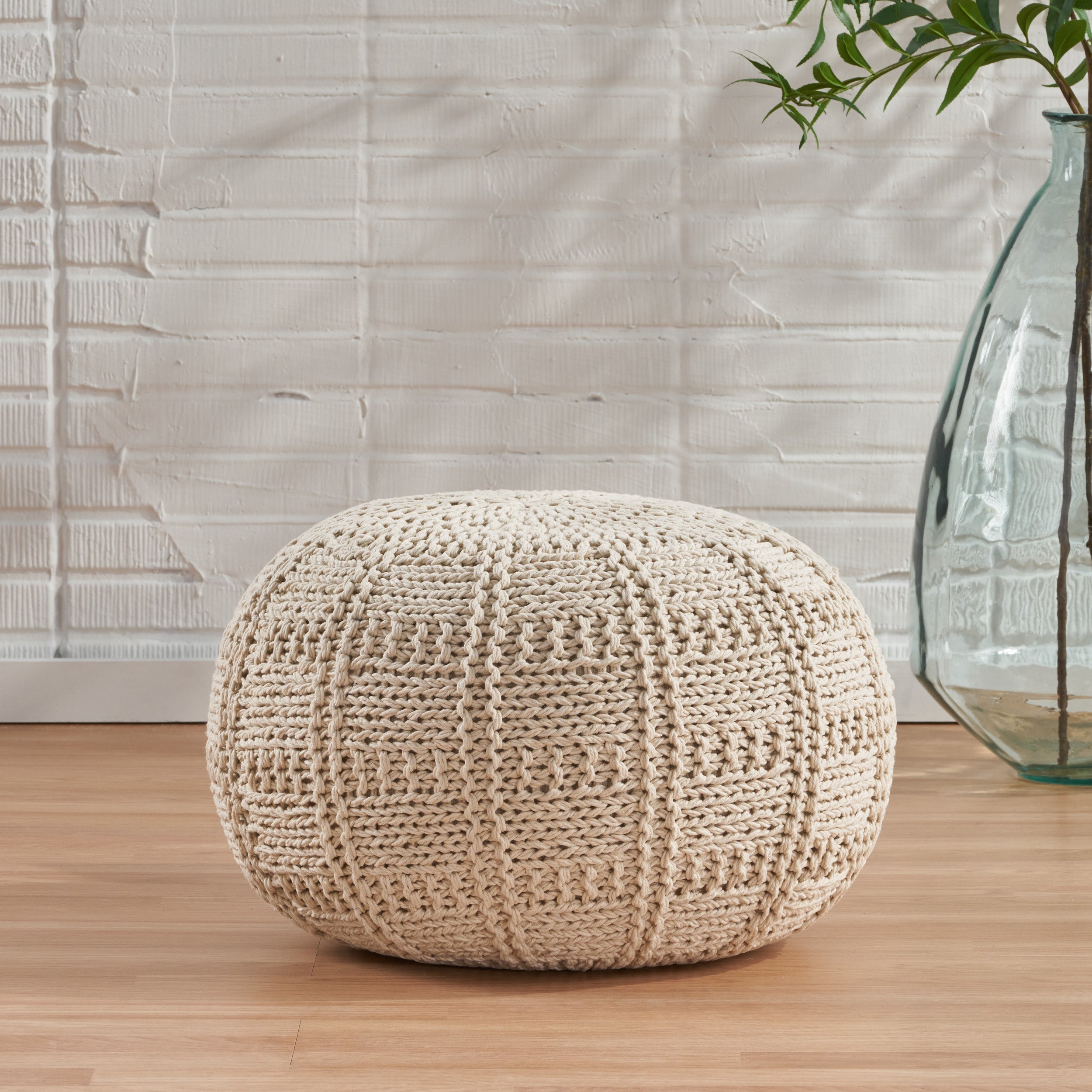 Valentine Handcrafted Modern Fabric Pouf