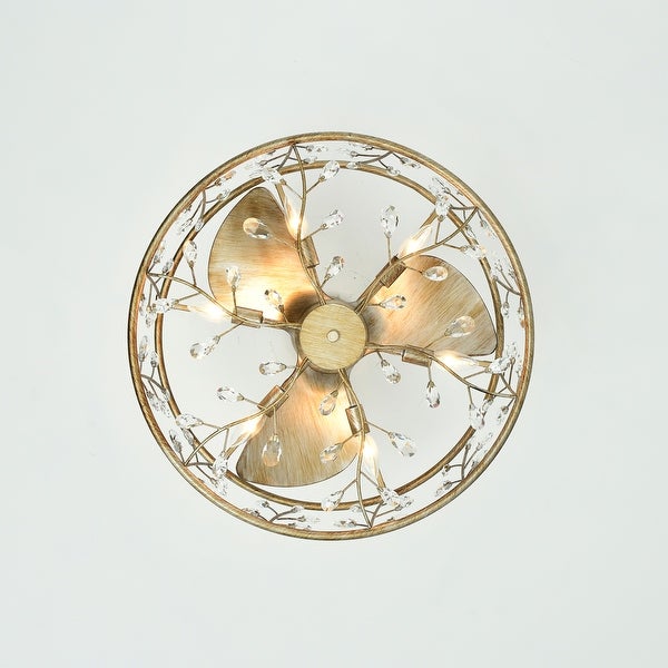 Onyx Antique Gold Finish Modern-Contemporary Crystal Ceiling Fandelier Shopping - The Best Deals on Ceiling Fans | 39448262