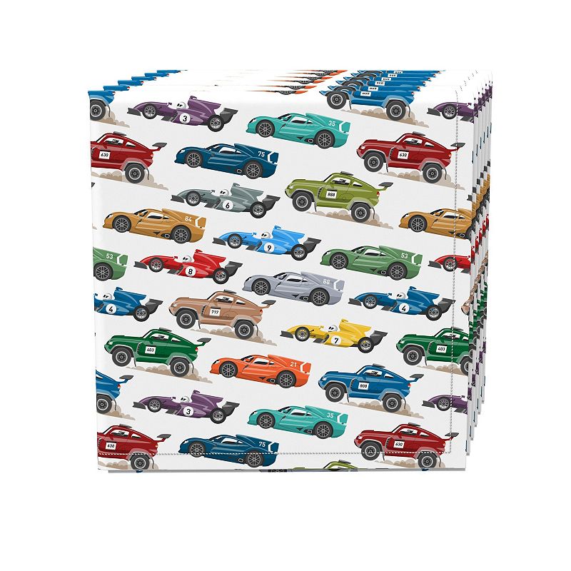 Napkin Set， 100% Polyester， Set of 4， 18x18， Colorful Speed Racers