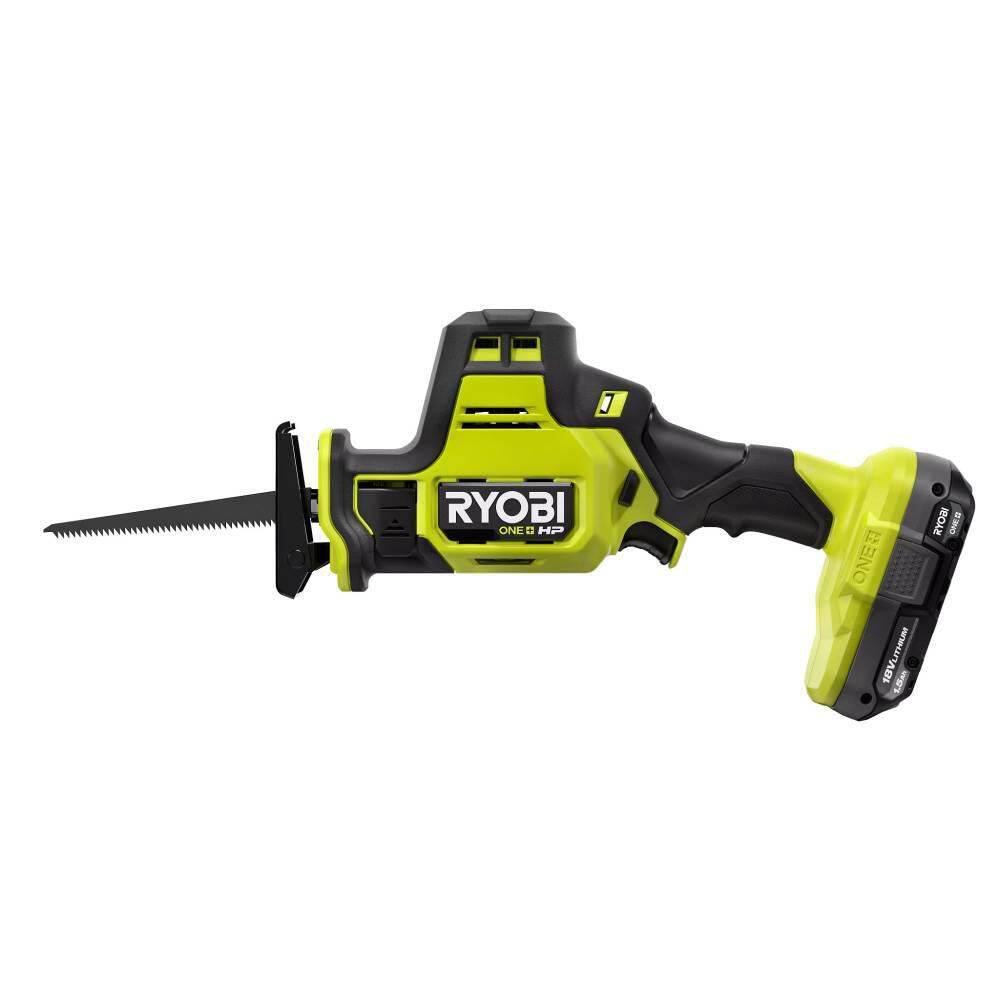 RYOBI ONE+ HP 18V Brushless Cordless Compact One-Handed Reciprocating Saw Kit with 1.5 Ah Battery and 18V Charger PSBRS01K