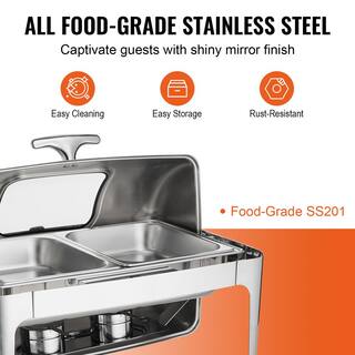 VEVOR 9 qt. Roll Top Chafing Dish Buffet Set Stainless Steel Chafer with 2 Half Size Pans Rectangle Catering Warmer Server ZFXKCLJT19QT2B78CV0