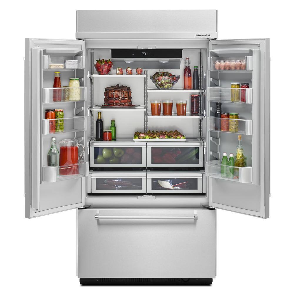 KitchenAid 24.2 cu. ft. Built-In French Door Refrigerator in Stainless Steel Platinum Interior KBFN502ESS