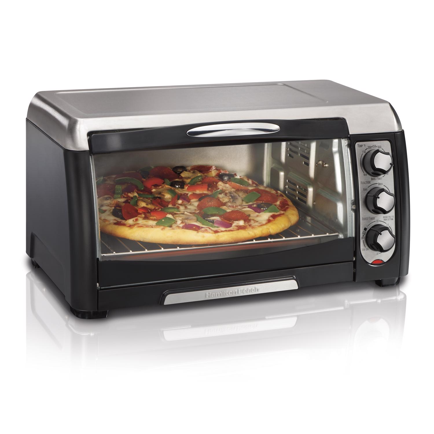 HB Stainless Steel Black/Silver 6 slot Toaster Oven 11 in. H X 18.75 in. W X 15.13 in. D