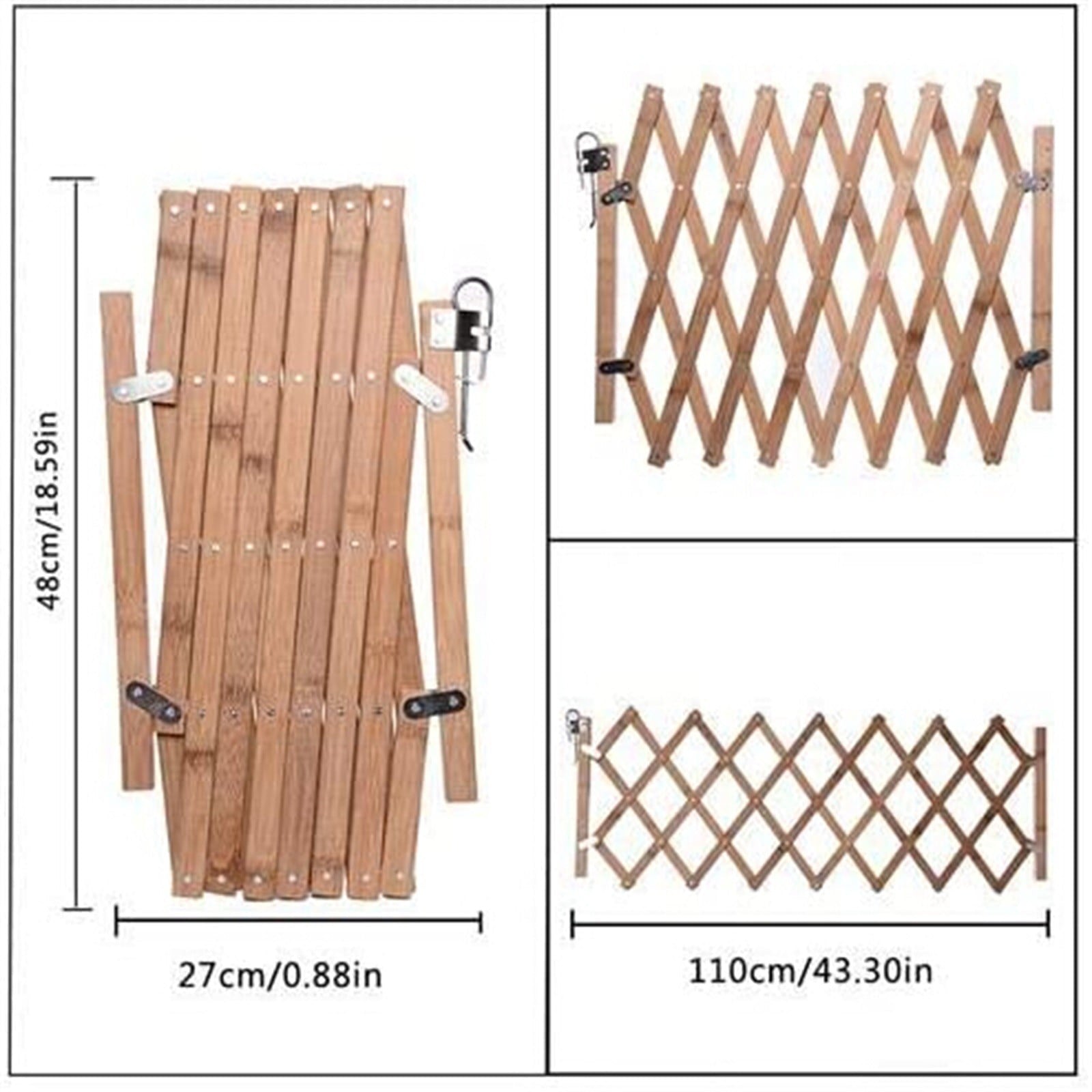 Sayhi Wooden Fence Retractable Safety Guard Divider Gate Sliding Door Free Standing