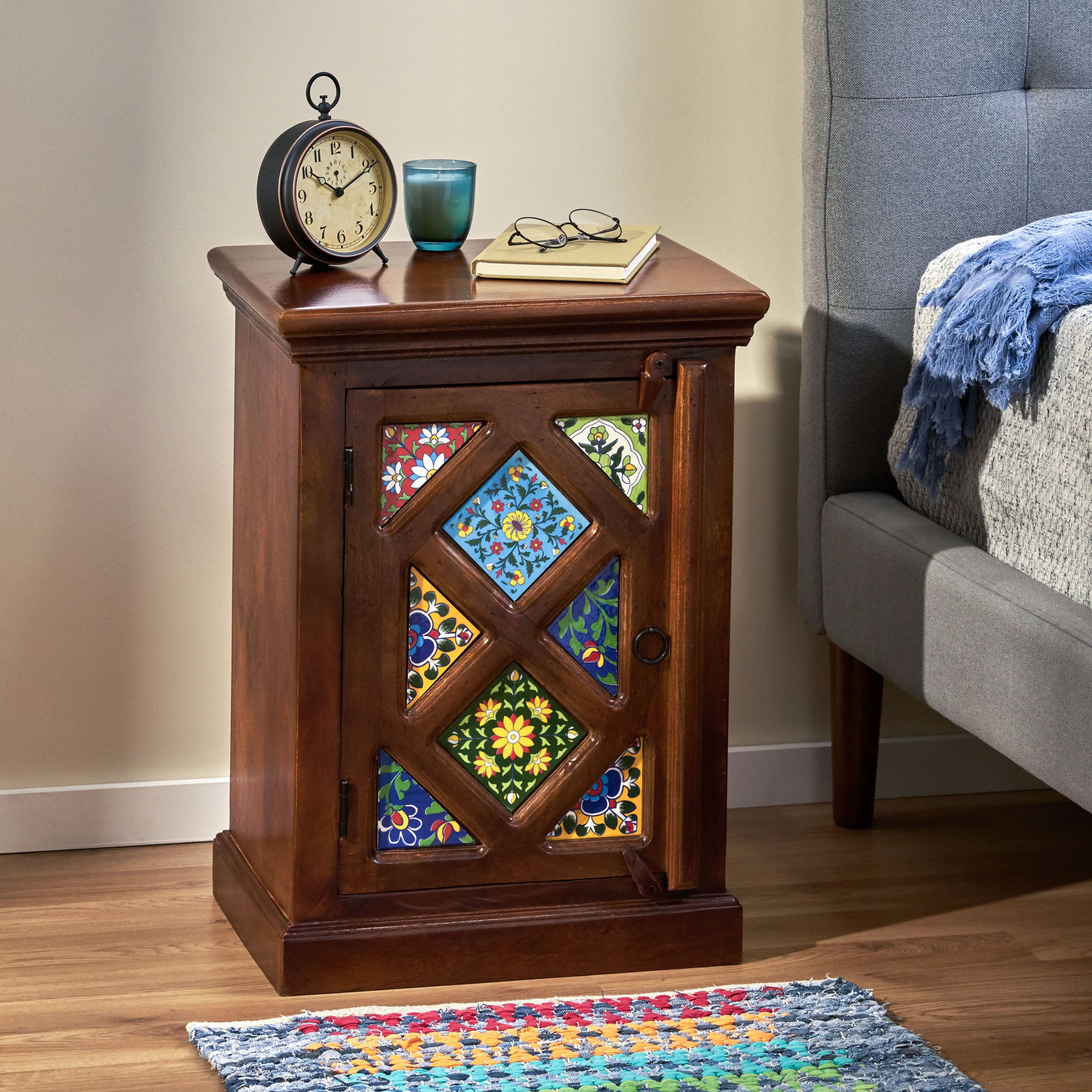 Picabo Handcrafted Boho Mango Wood Nightstand