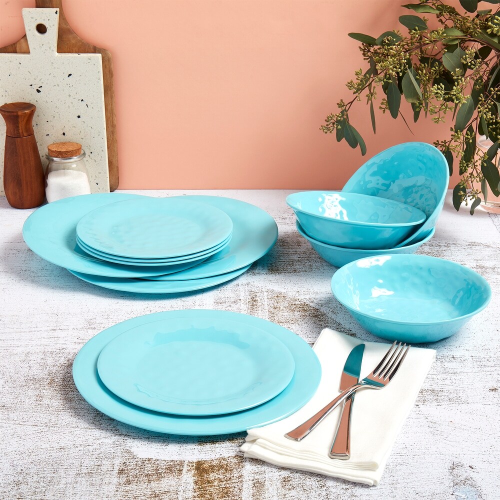 Tabletops Gallery 12PC Summer Fun Melamine Dinnerware Set   Caribbean