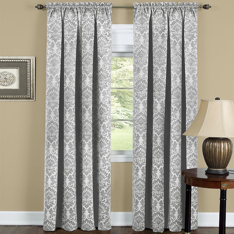 Kate Aurora Royal Living 2 Piece Rod Pocket Damask Design Light Filtering Curtain Panels