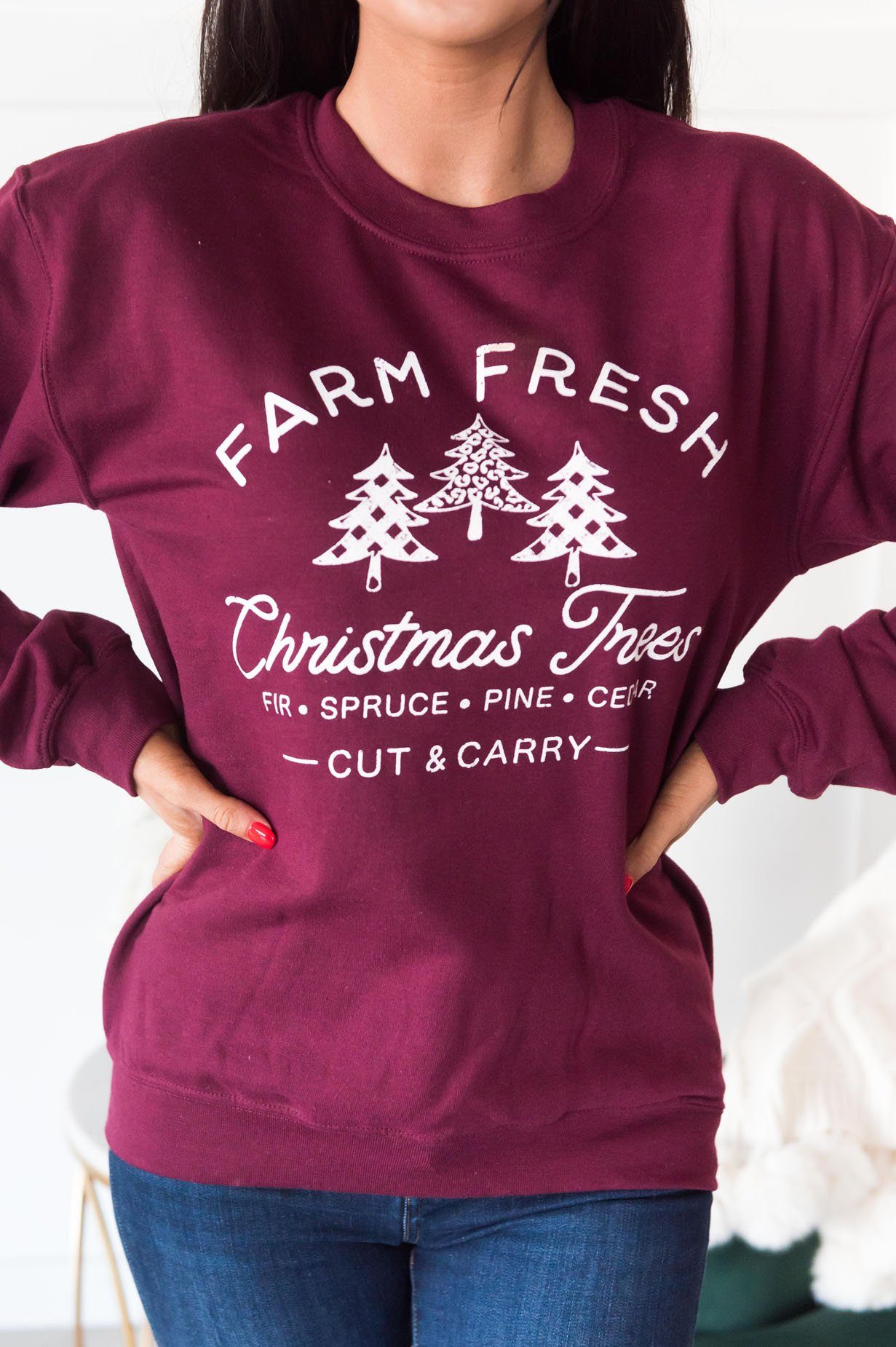 Farm Fresh Trees Modest Sweatshirt