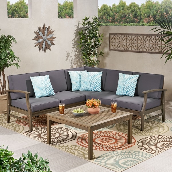 Perla Acacia Outdoor 5seat Sectional Set by Christopher Knight Home